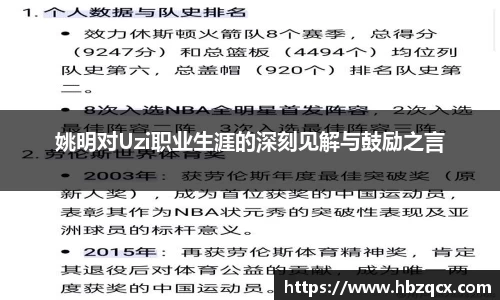 姚明对Uzi职业生涯的深刻见解与鼓励之言